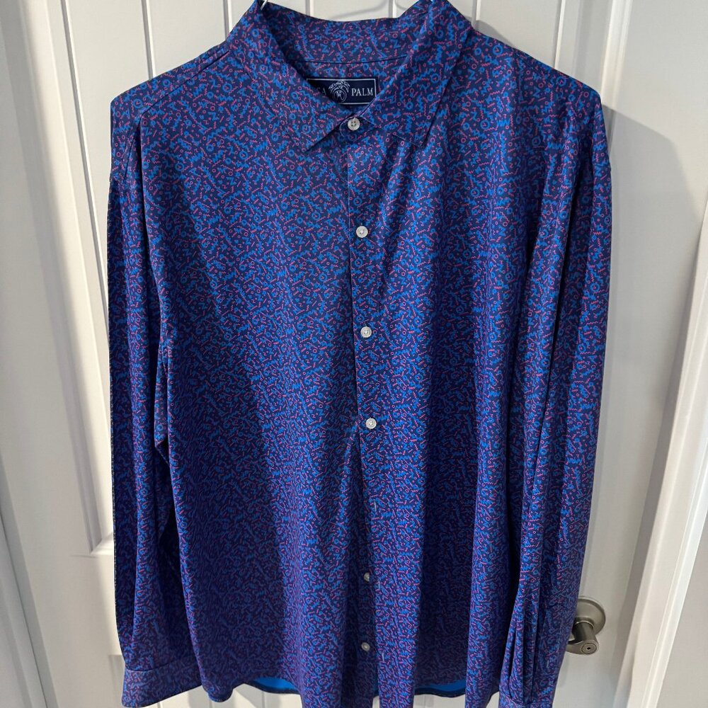 USA Palm Performance Button Down XXL Navy Blue Red